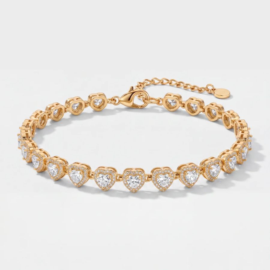 Gold Heart Halo Bracelet