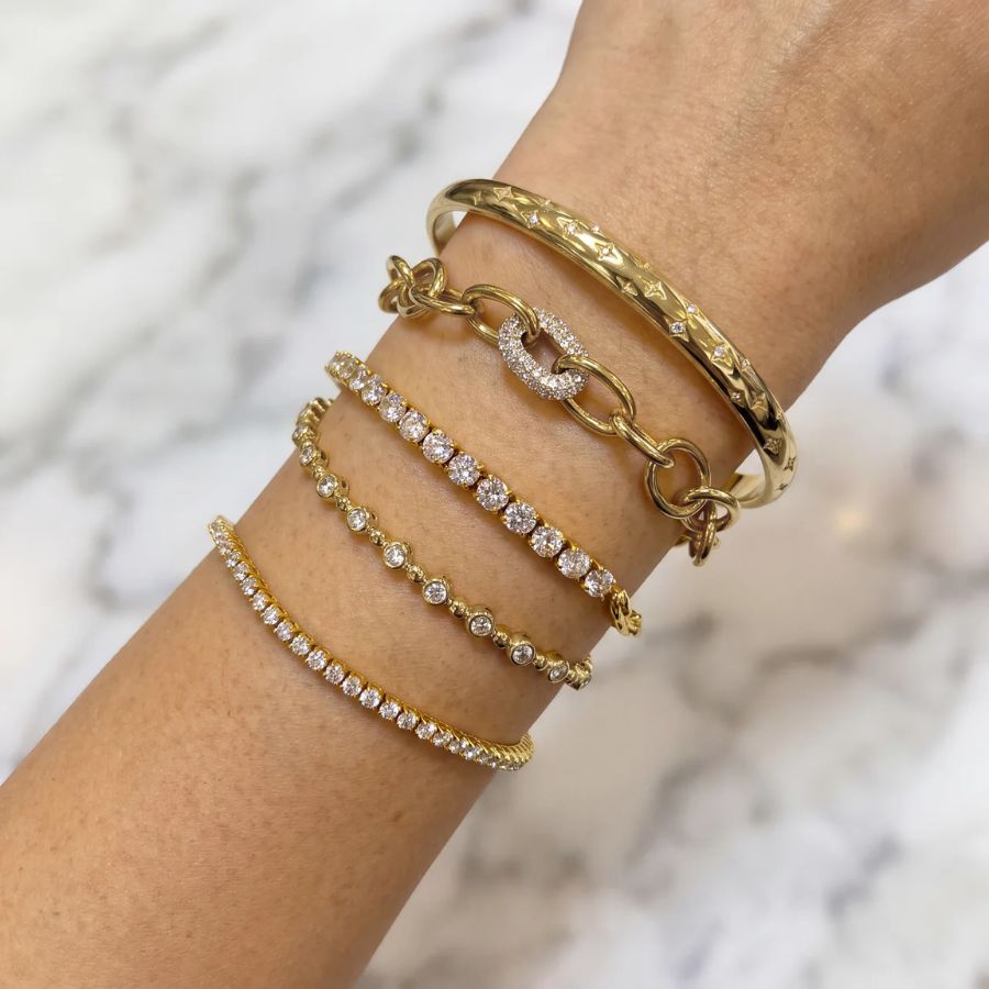 Tennis-Armband - Mini Perlen Gold