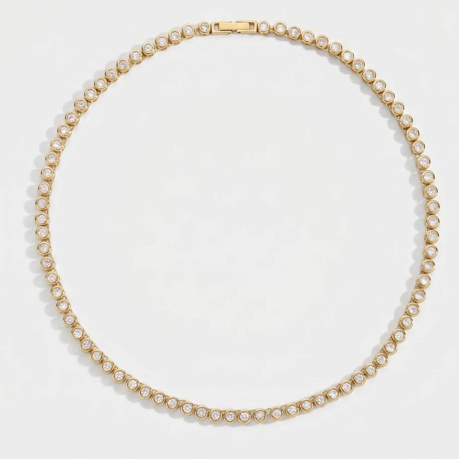 Gold Beaded Necklace - Tennis Chain in 18K gold or sterling silver
