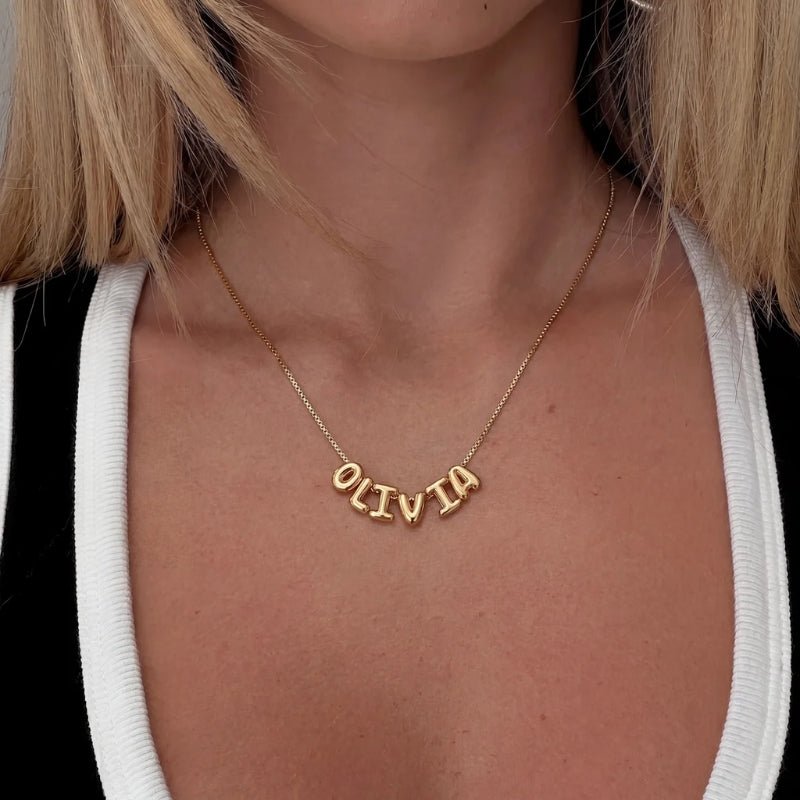 Halskette Bubble Name - 3D Personalisiert Gold