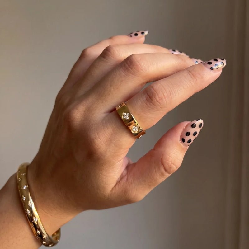 Ring Kleeblatt - Pavé Zirkonia Band Gold