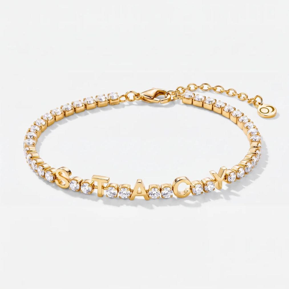 Tennis-Armband Name Personalisiert - Gold Zirkonia