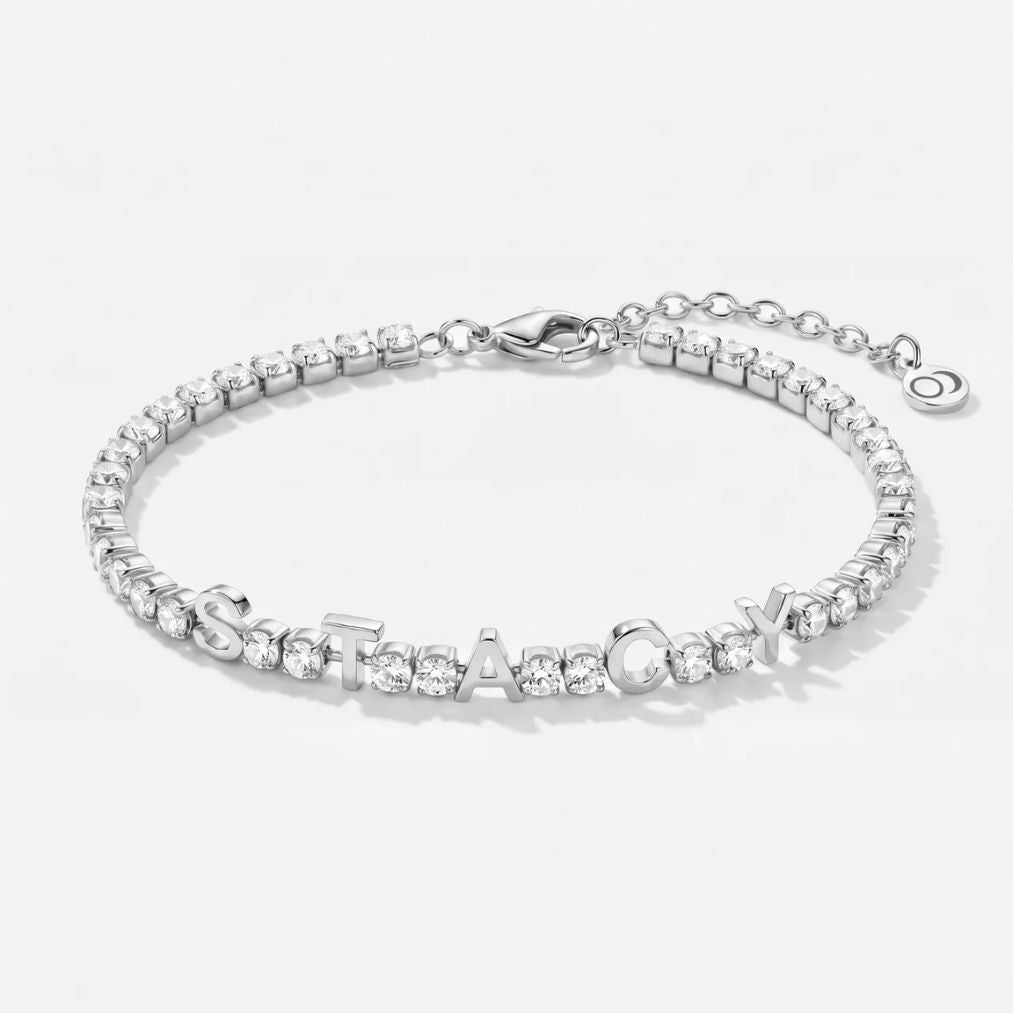 Tennis-Armband Name Personalisiert - Gold Zirkonia
