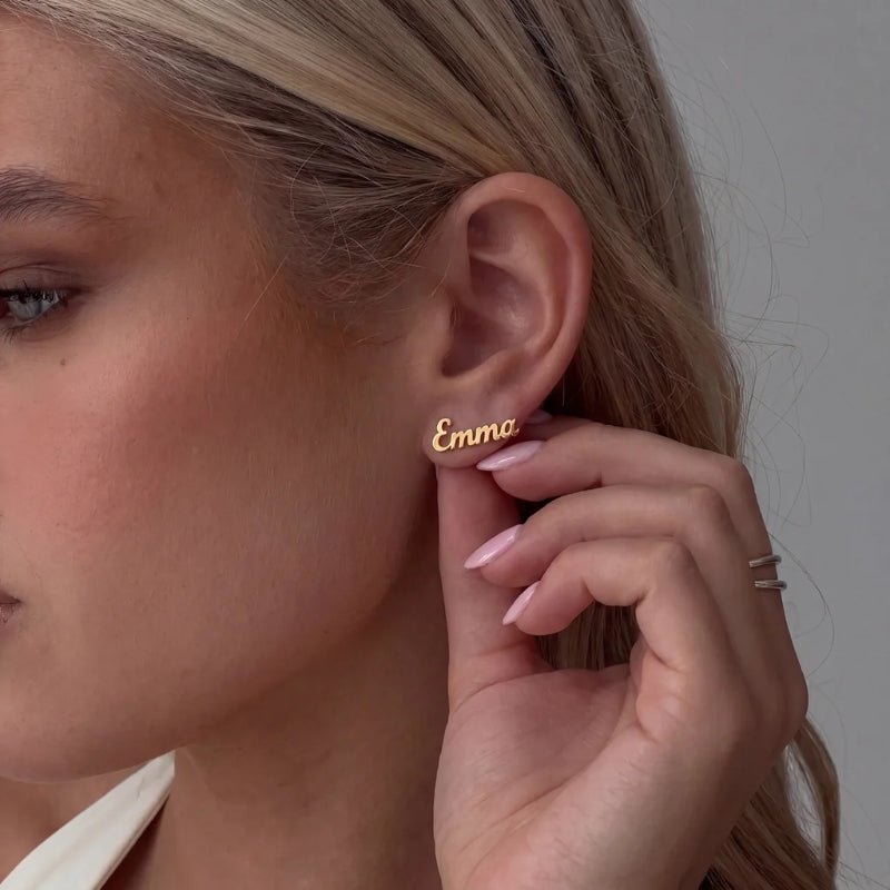 Ohrringe Name - Schreibschrift Personalisiert Gold