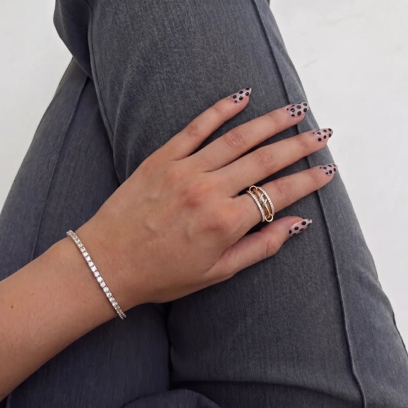 Ring Pavé Wellen - Mehrschichtig Bicolor