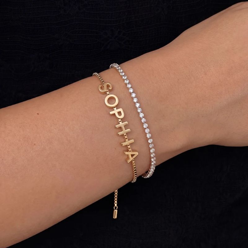 Armband Geburtsstein - Name Personalisiert Gold