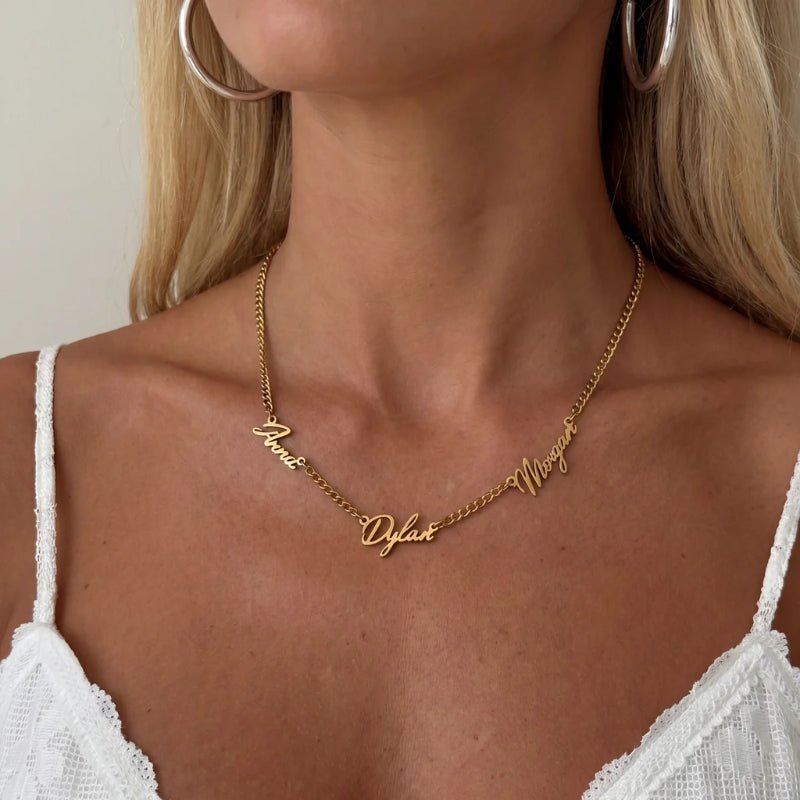 Halskette Drei Namen - Personalisiert Gold