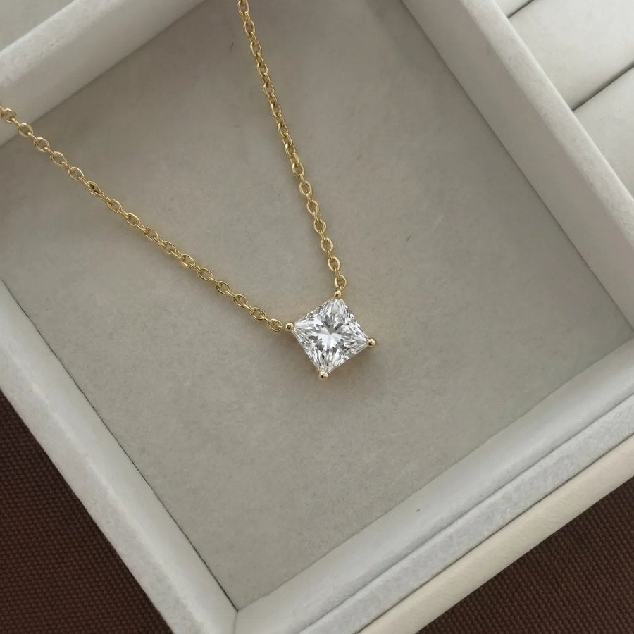 Princess Cut Moissanite Necklace