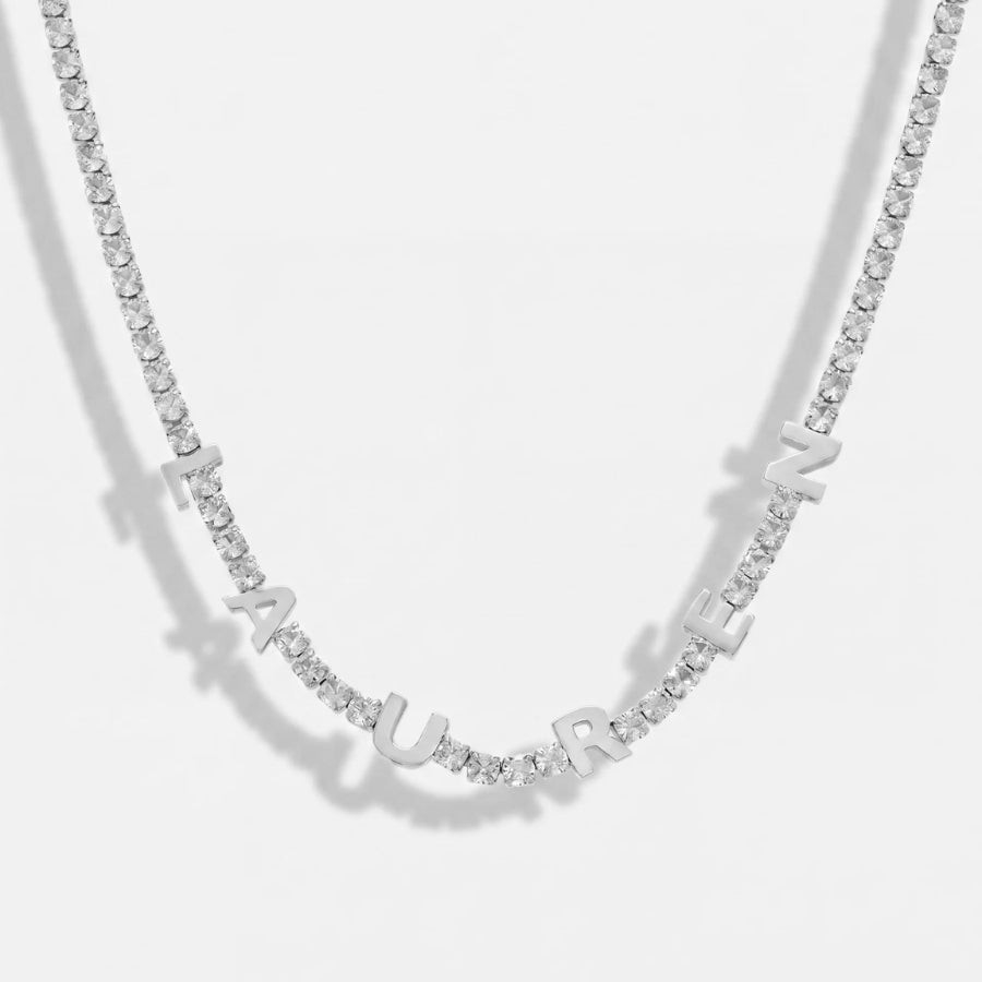 Halskette Tennis Initialen - Personalisiert Gold Zirkonia