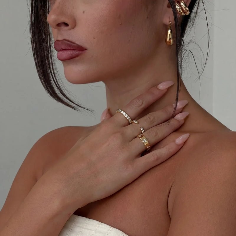 Ring Band Tennis - Halbe Eternity Zirkonia Gold