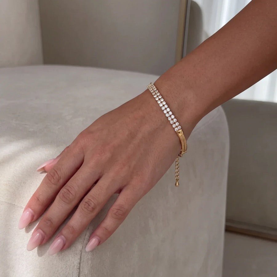 Armreif Gold - Tennis Kabel Flexibel