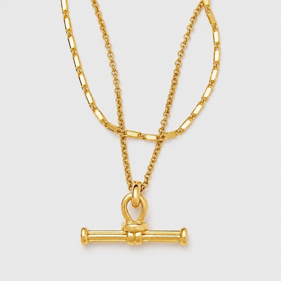 Gold T-Bar Necklace Set