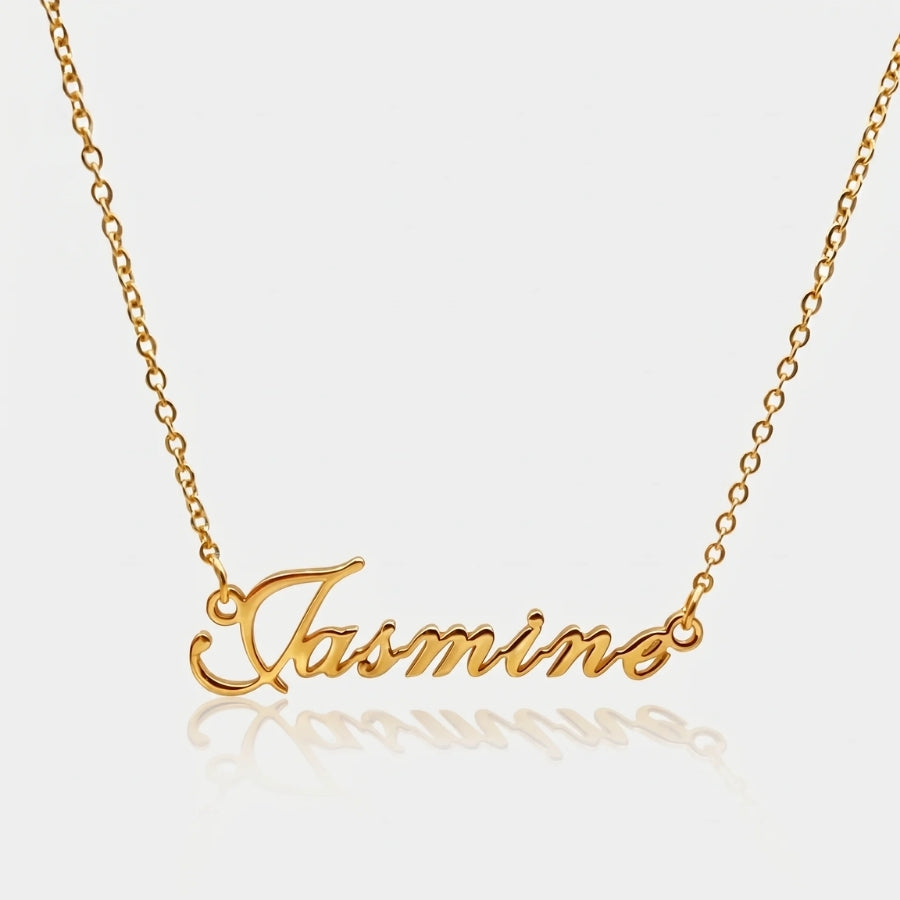 Name Plate Necklace - Gold Plated Personalised in 18K gold or sterling silver