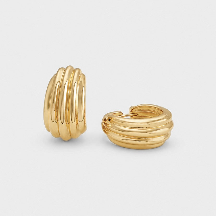 Ohrringe Huggies Gold - Ripple Geriffelt