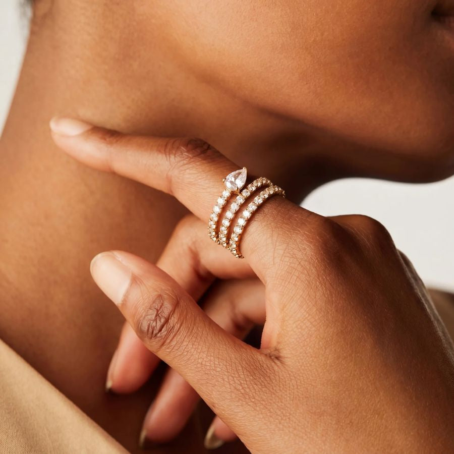 Pear Wrap Tennis Ring