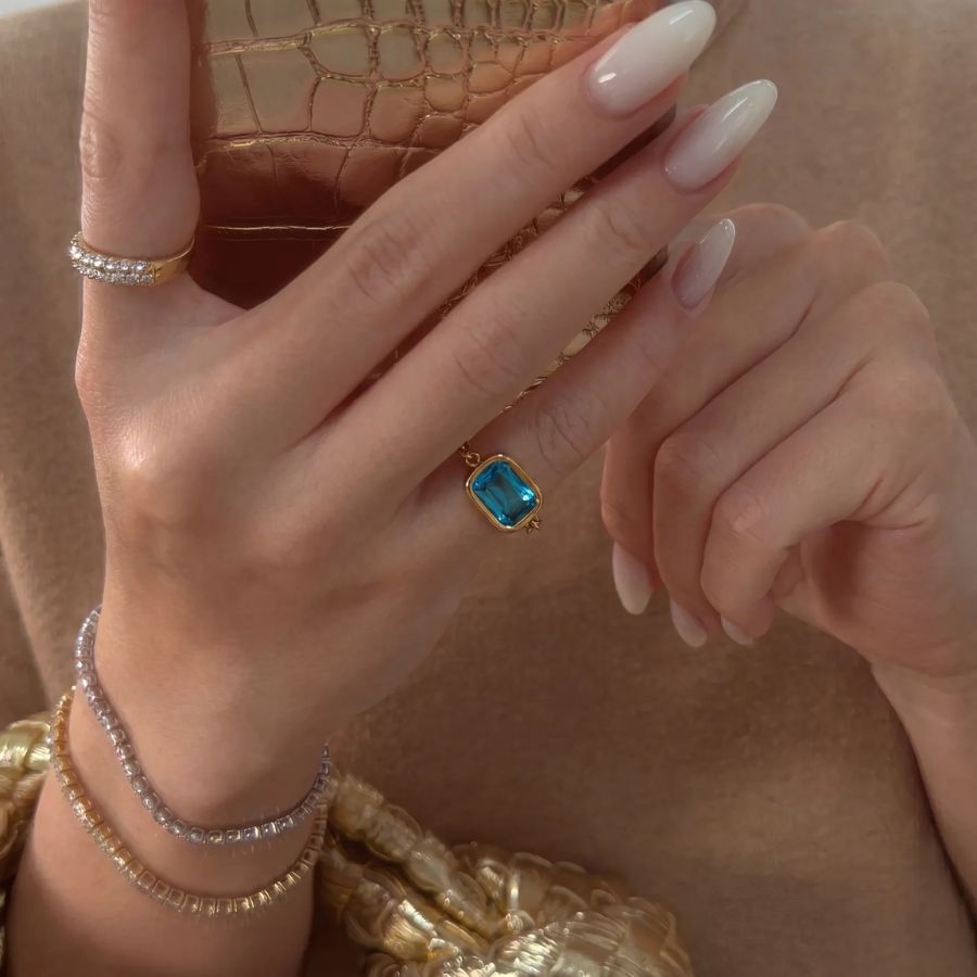 Aqua Crystal Ring