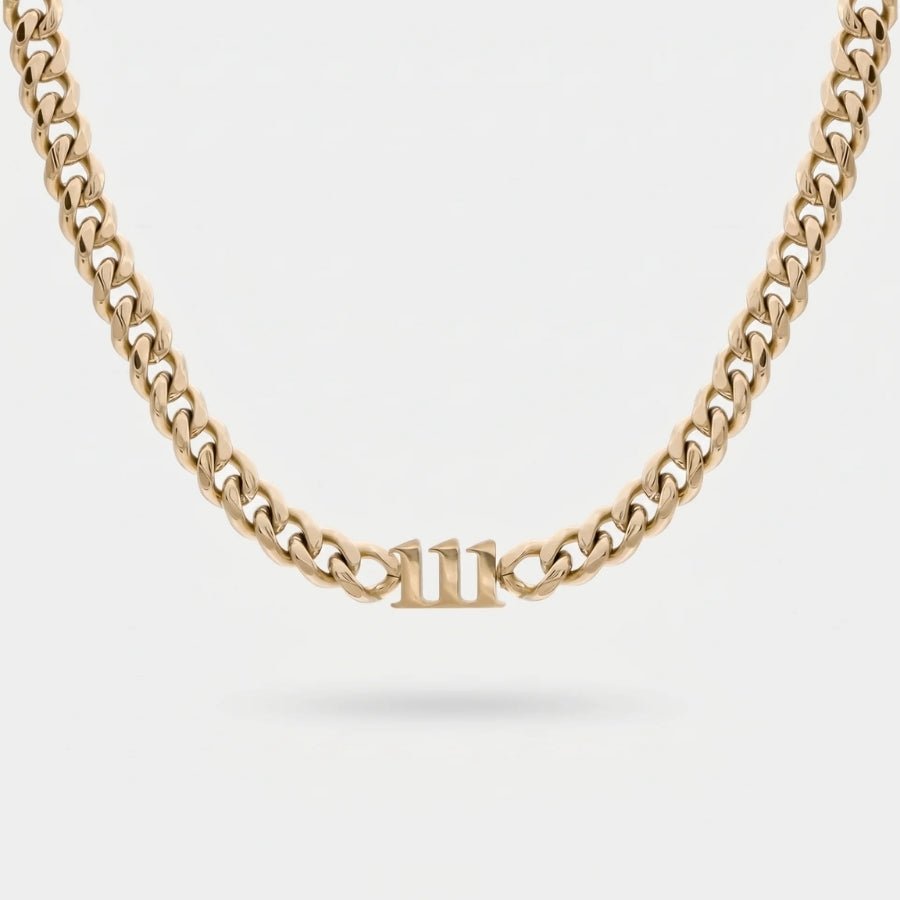 777 Necklace - Angel Number Gold Choker in 18K gold or sterling silver