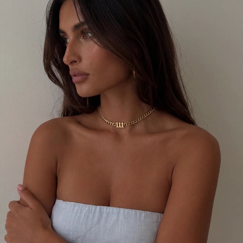 Halskette Choker Engelszahl - Gold Personalisiert