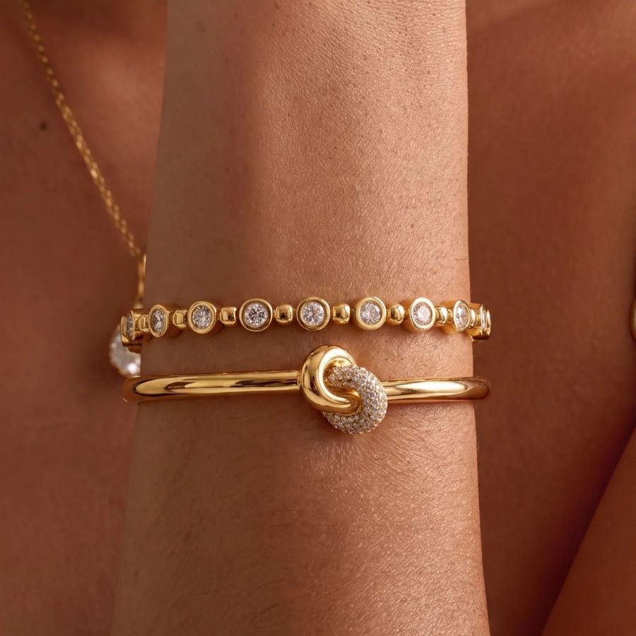 Tennis-Armband - Mini Perlen Gold