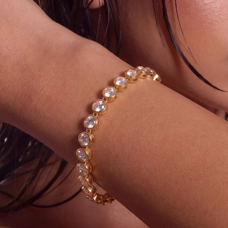 Tennis-Armband - Mini Perlen Gold