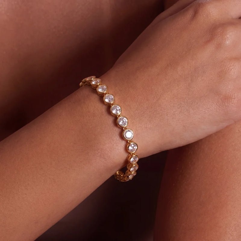 Tennis-Armband - Mini Perlen Gold