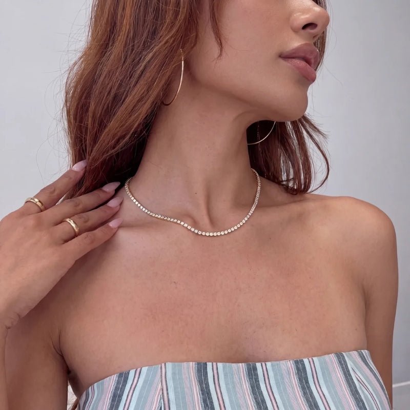 Halskette Choker Tennis - Kristalle Gold