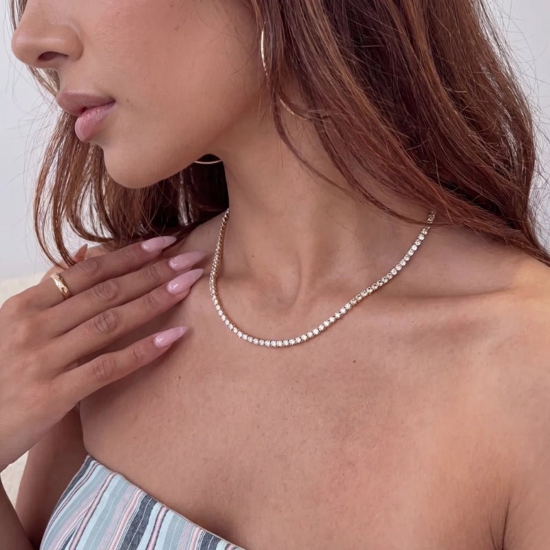 Halskette Choker Tennis - Kristalle Gold
