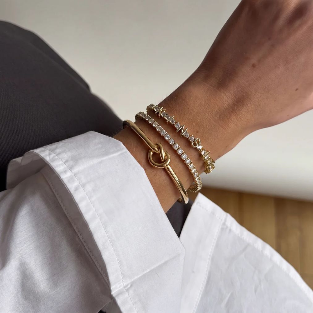 Tennis-Armband Name Personalisiert - Gold Zirkonia
