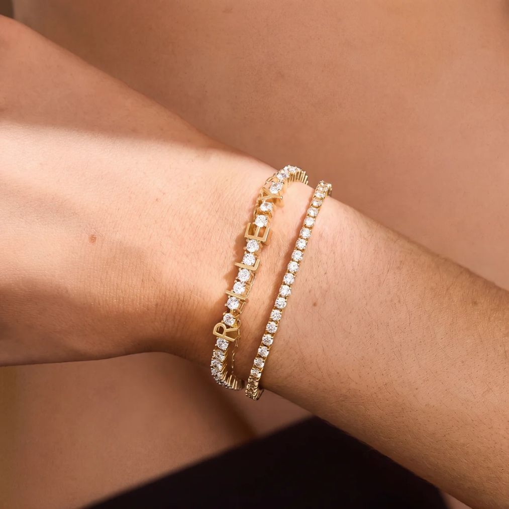 Tennis-Armband Name Personalisiert - Gold Zirkonia
