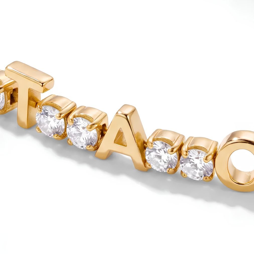 Tennis-Armband Name Personalisiert - Gold Zirkonia