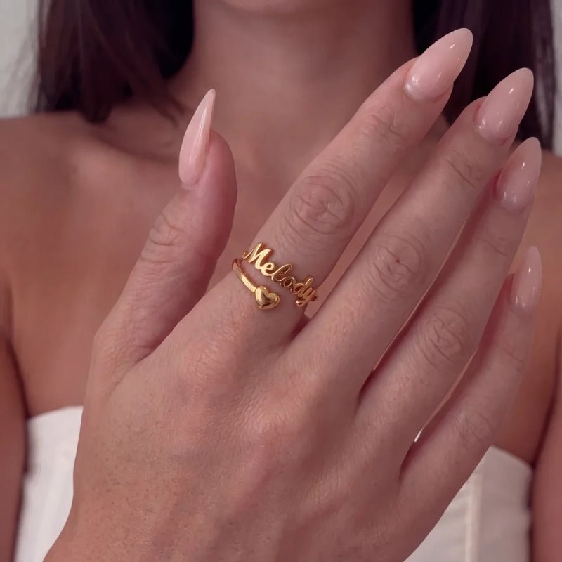 Ring Herz Name - Personalisiert Gold