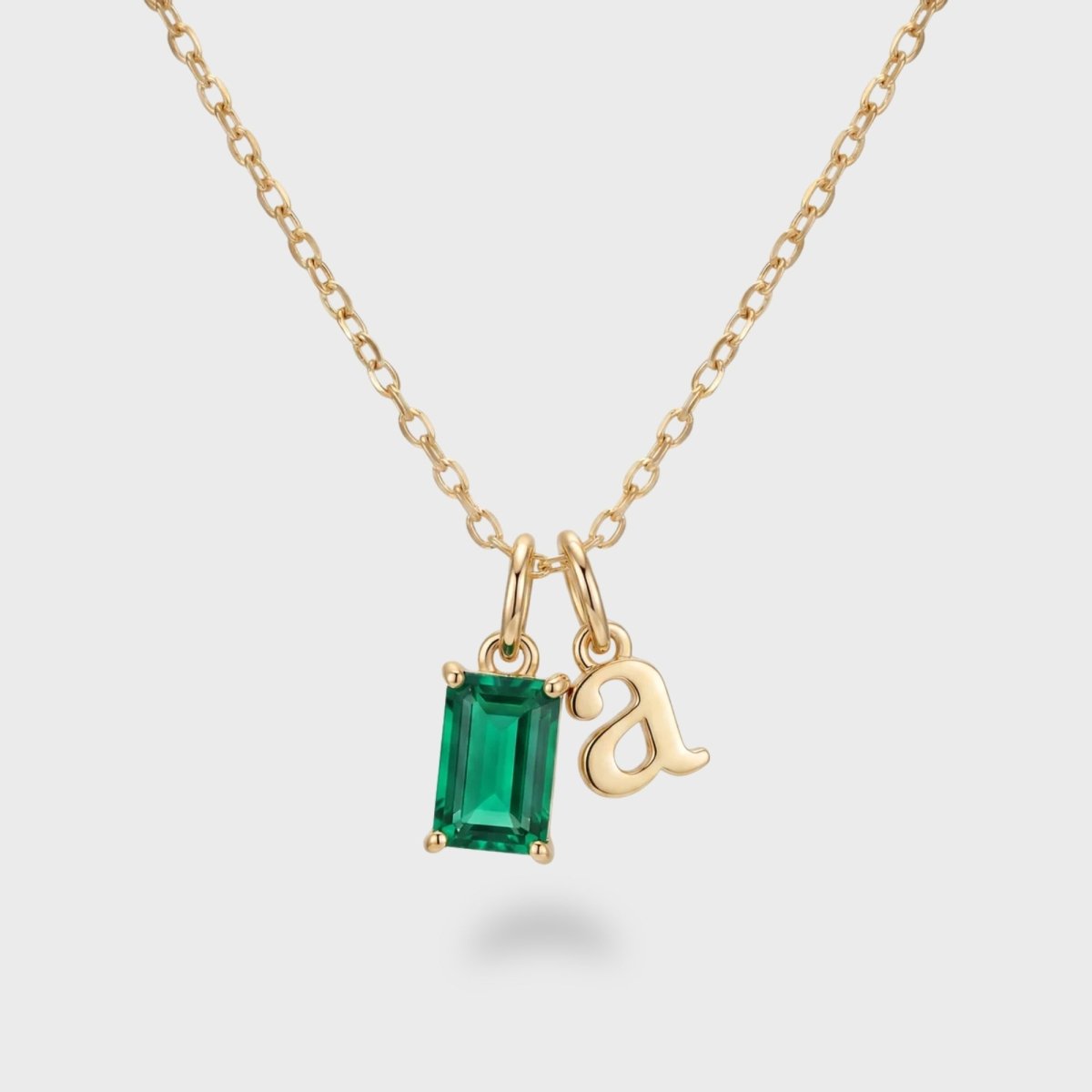 Halskette Initial und Geburtsstein - Personalisiert Gold