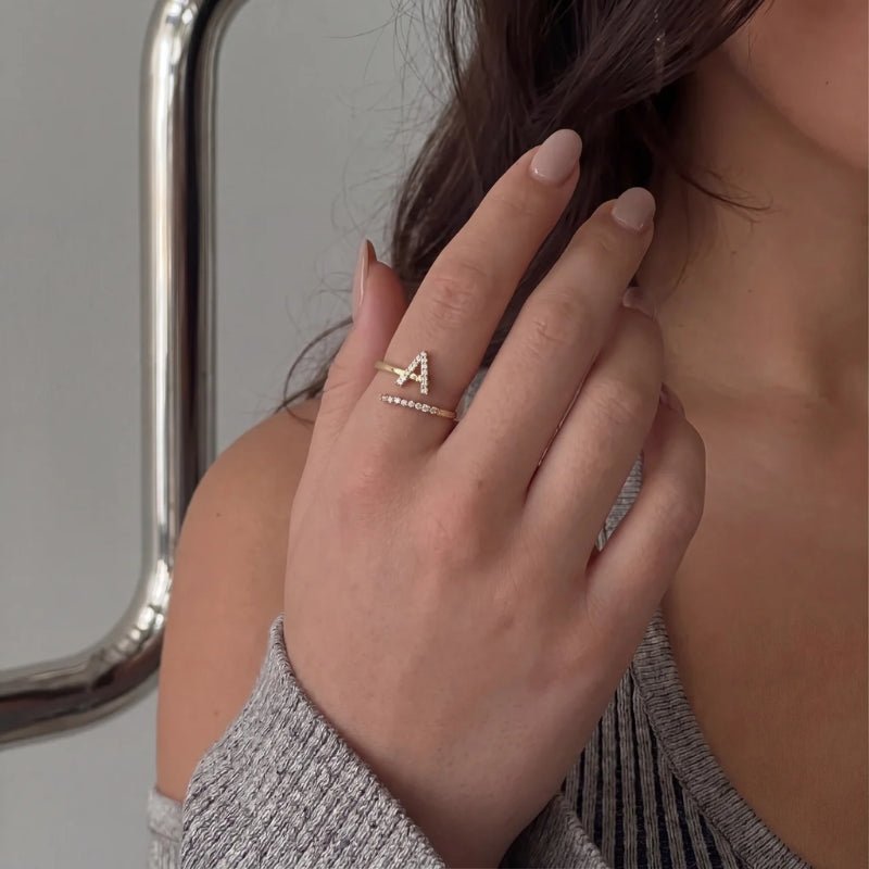 Initial Ring - Eisiger Pavé Verstellbar