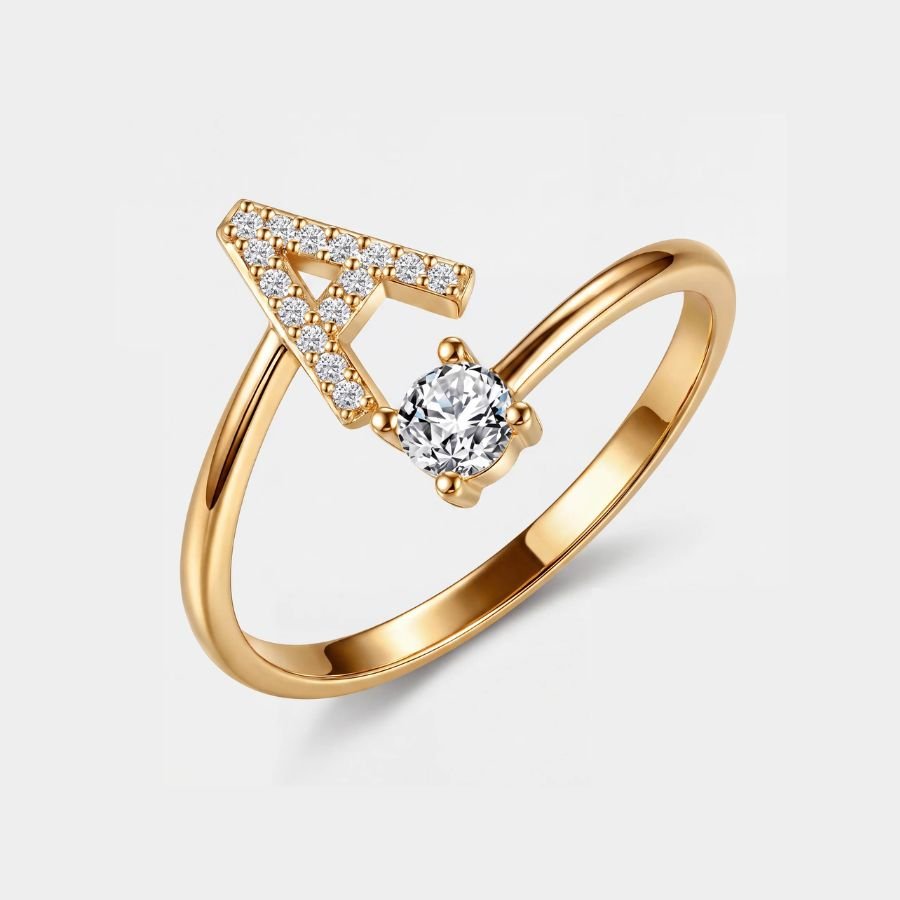 Ring Initial - Eisiger Pavé Verstellbar Gold
