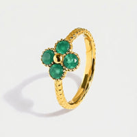 Kleeblatt Ring - Grüner Onyx Natur