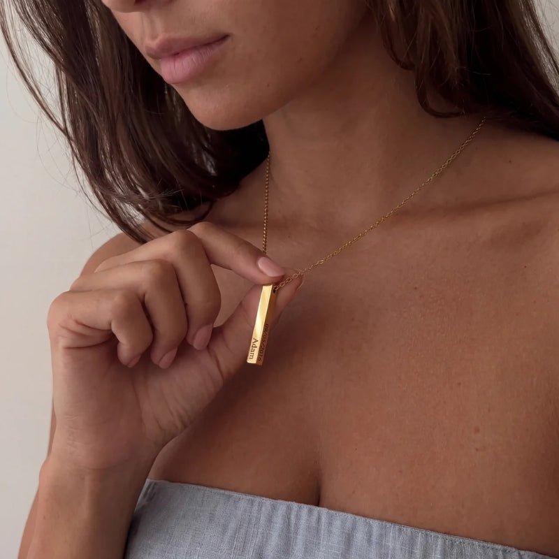 Halskette Mehrere Namen - 4-Seitiger Stab Gold Personalisiert