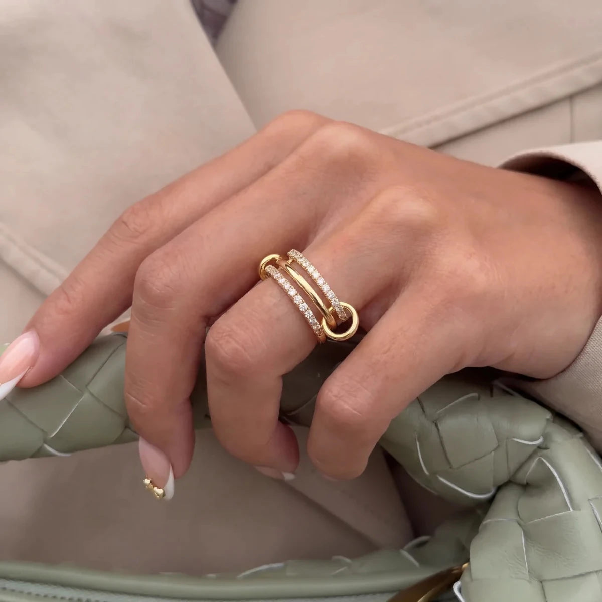 Pavé Ring - Dreifach Verbunden Stack