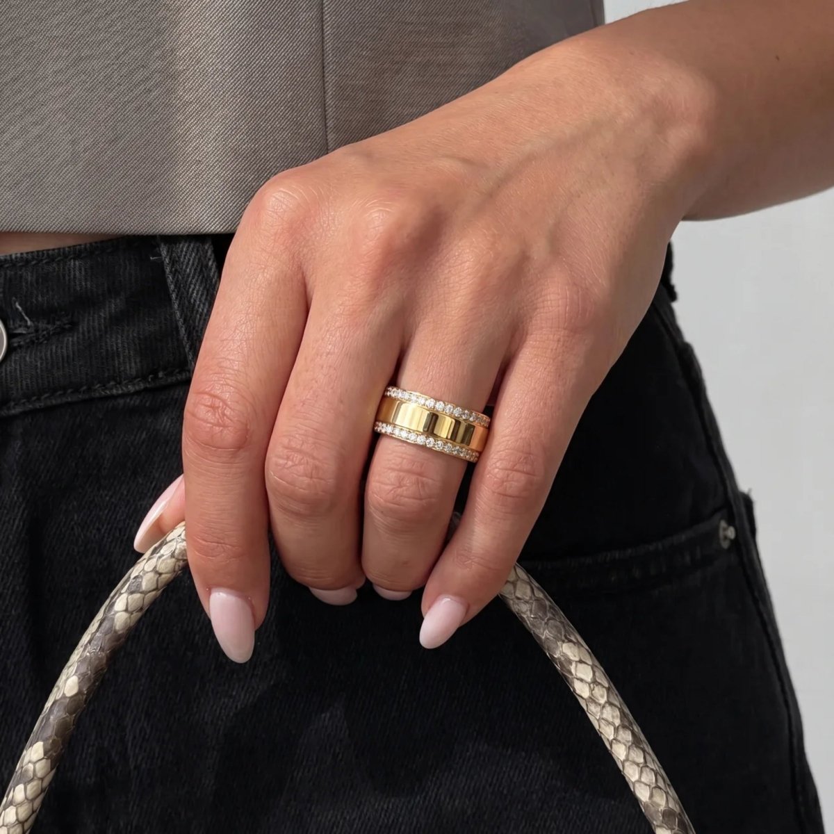 Ring Doppelband - Personalisierter Name Gold