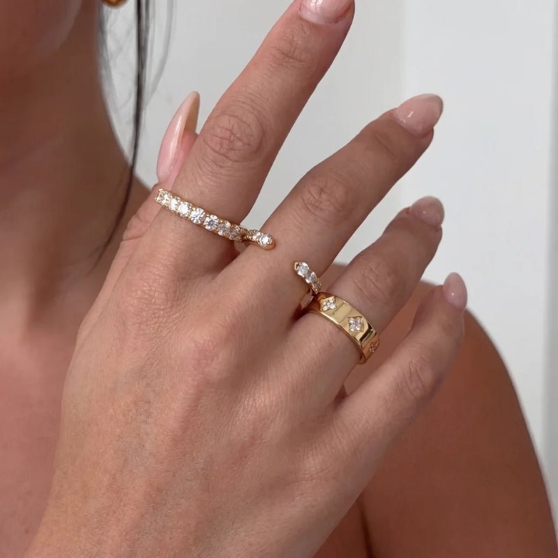 Ring Band Tennis - Halbe Eternity Zirkonia Gold