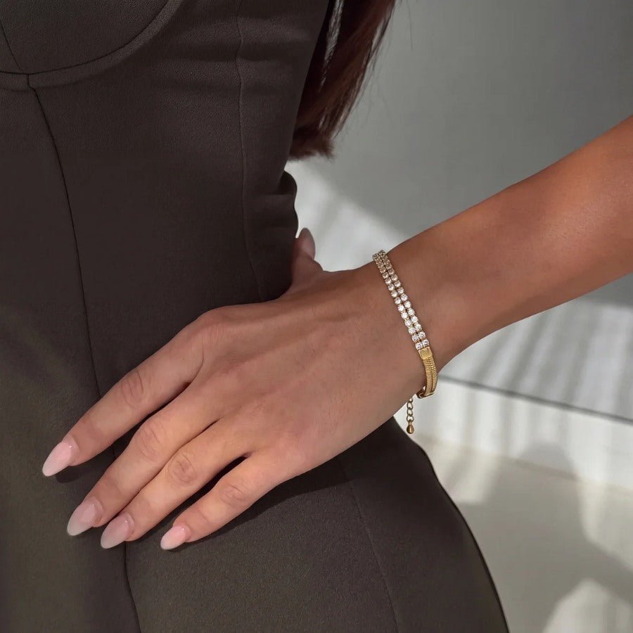 Armreif Gold - Tennis Kabel Flexibel