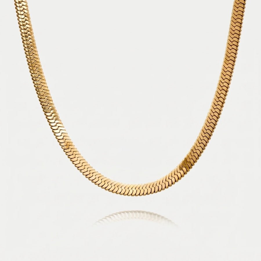 The Herringbone Chain in 18K gold or sterling silver