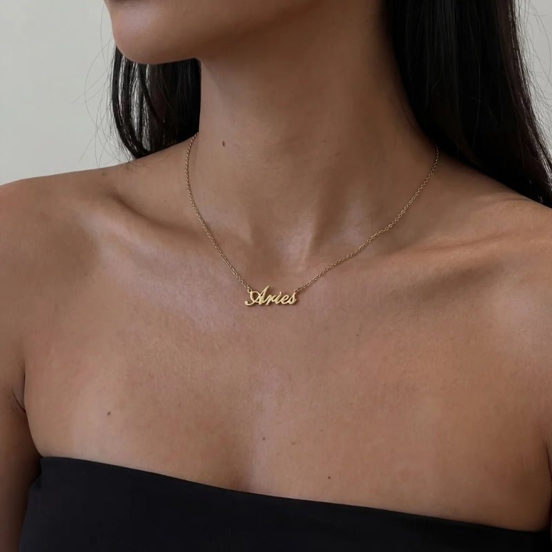 Halskette Sternzeichen - 12 Zeichen Personalisiert Gold